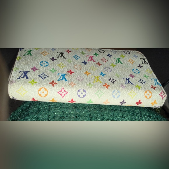 Designer-Inspired White Multicolor Monogram Wallet - Picture 3 of 7